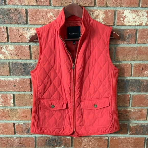 Talbots Women's Rust Corduroy Collar Quilted Vest - Picture 1 of 7